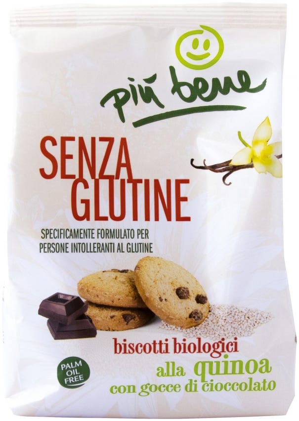 Biscotti biologici alla quinoa con gocce di cioccolato - Senza Glutine