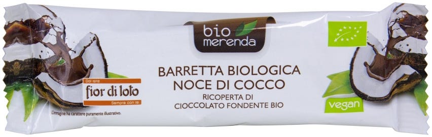Barretta al cocco ricoperta di cioccolato fondente