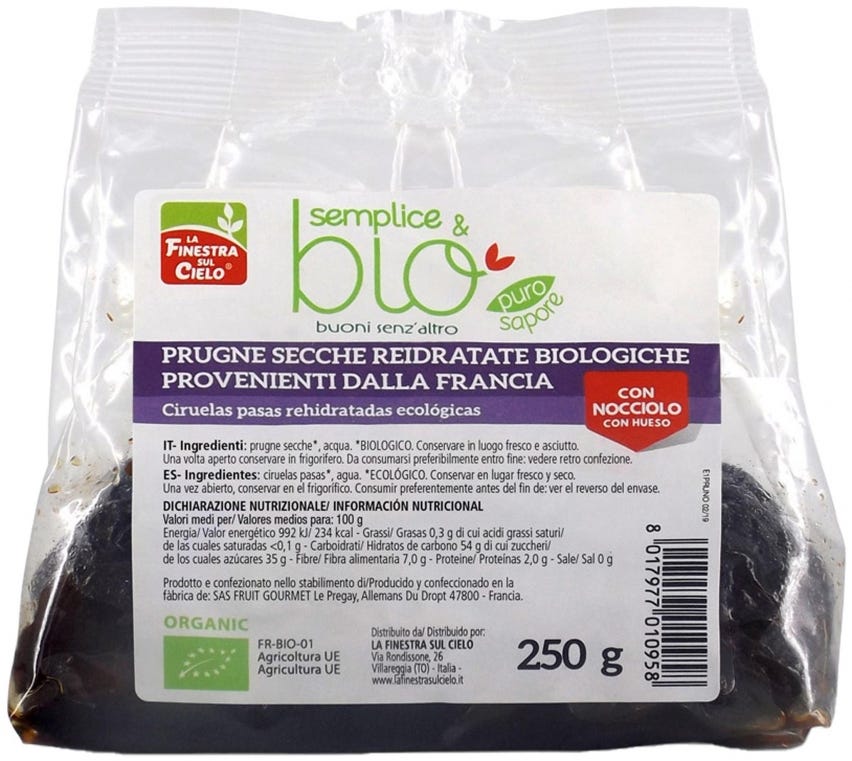 Prugne secche reidratate con nocciolo