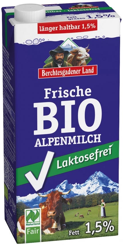 Latte intero delle Alpi UHT delattosato