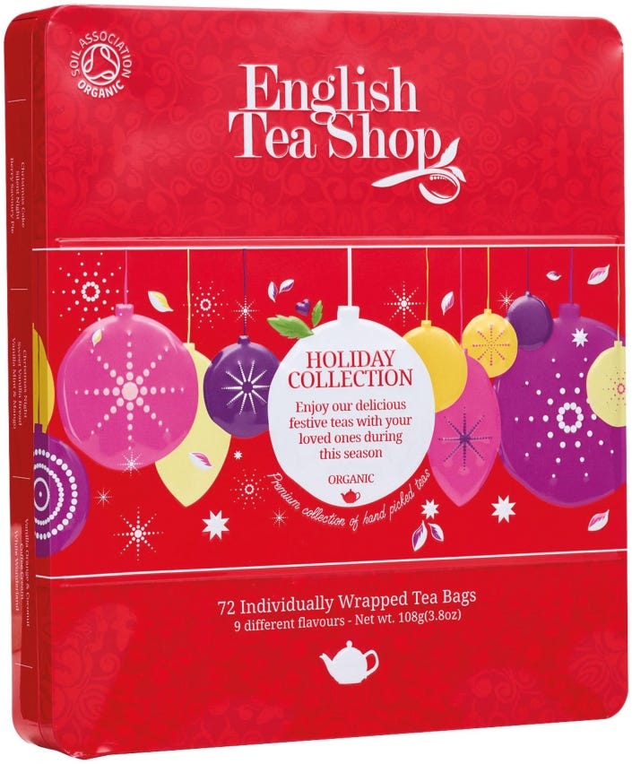 Selezione di infusi Holiday Red Collection in scatola di latta decorata