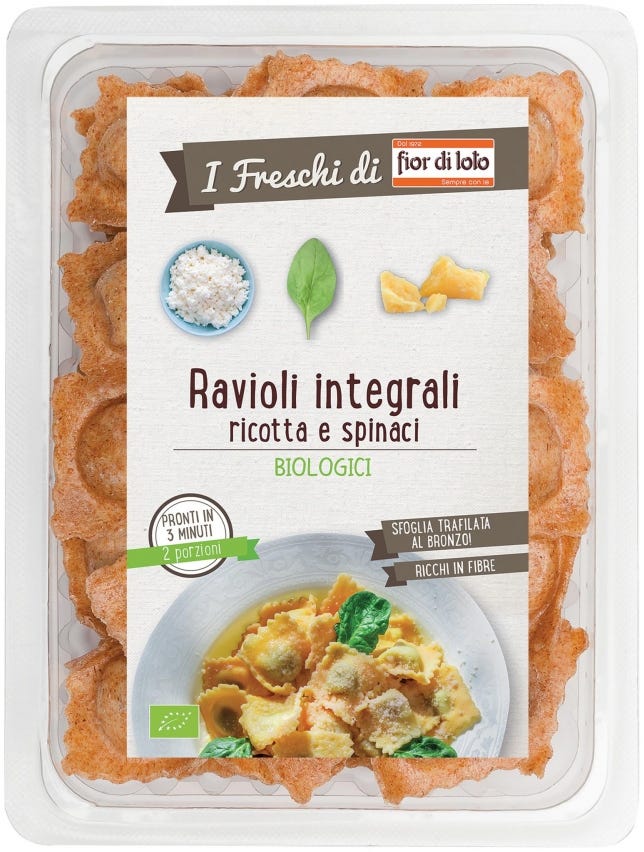 Ravioli integrali ricotta e spinaci