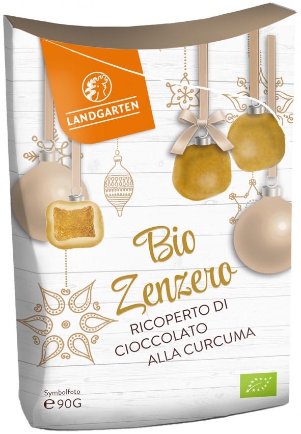 Zenzero candito ricoperto di cioccolato alla curcuma
