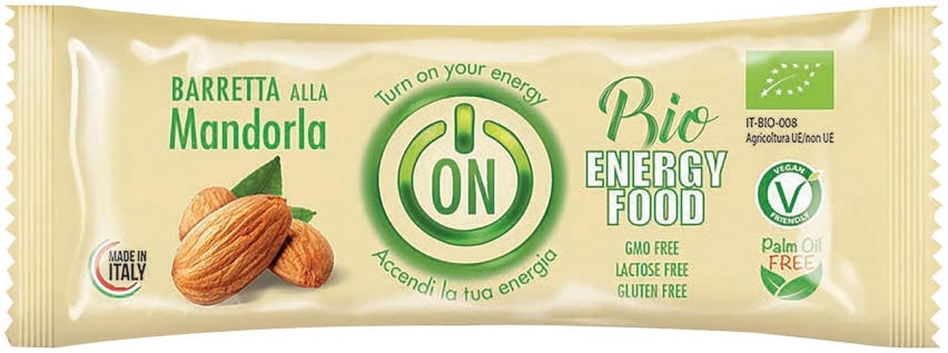 Barretta energetica alla mandorla e rice crispies