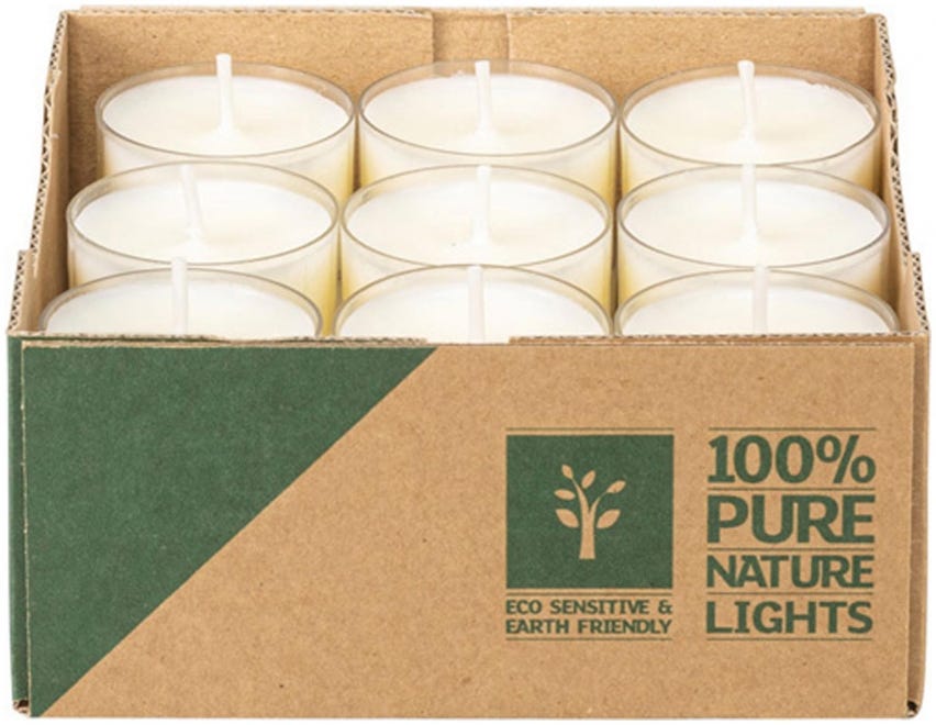 Tealight olio di colza e confezione in plastica riciclata