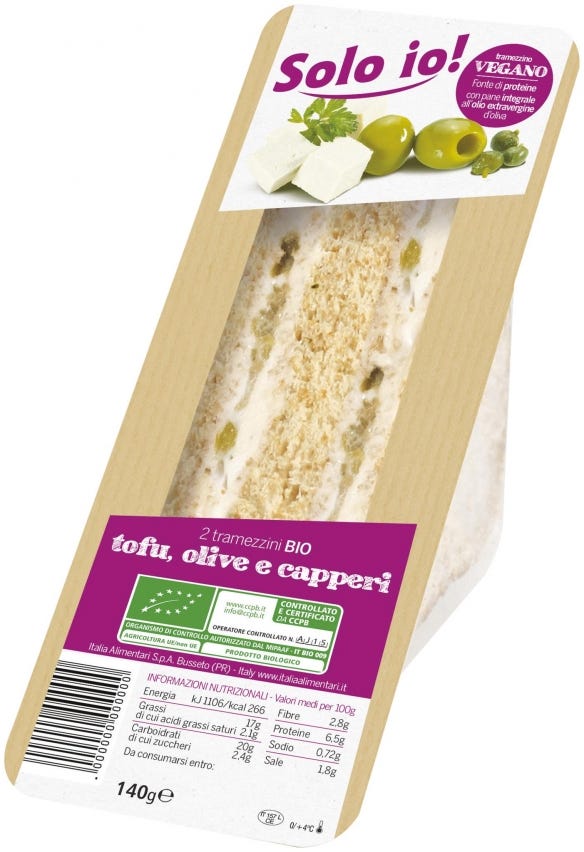 Tramezzino tofu capperi olive