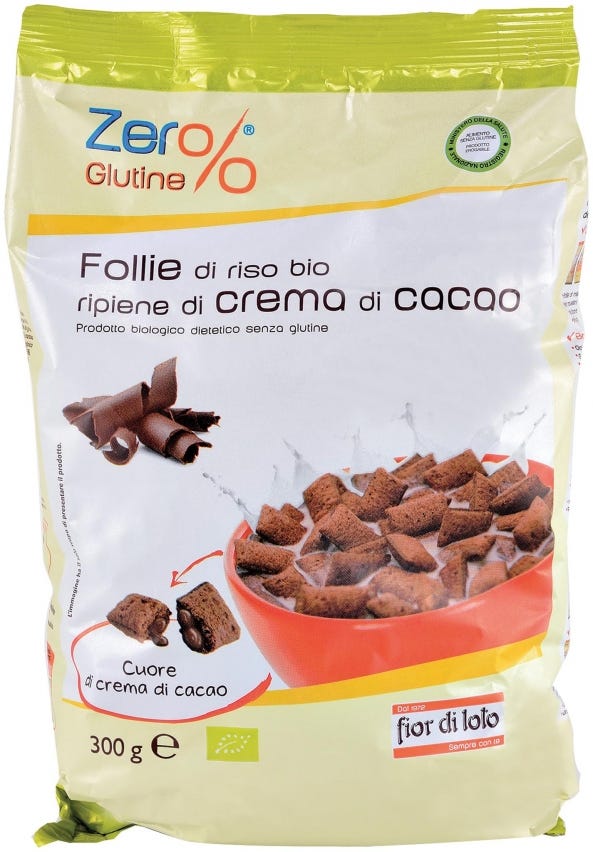 Follie di riso ripiene di cacao