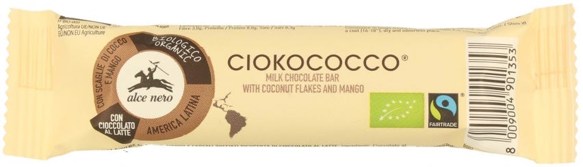 Barretta cocco e mango con cioccolato al latte Cioko Cocco