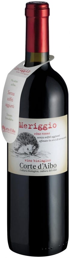 Vino rosso Meriggio senza solfiti aggiunti