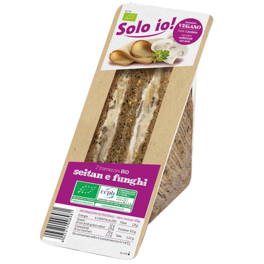 Tramezzini vegani con seitan e funghi
