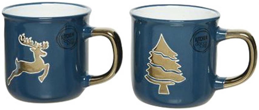 Mug blu lucida decori dorati
