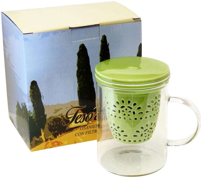Tisaniera in vetro verde