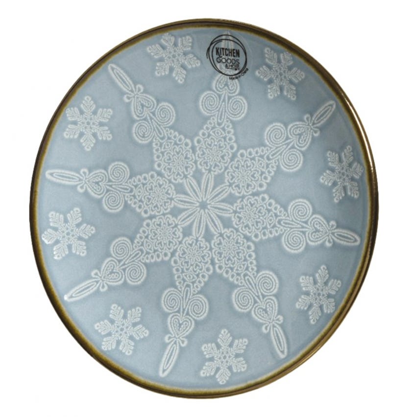 Piatto tondo per colazione in gres blu