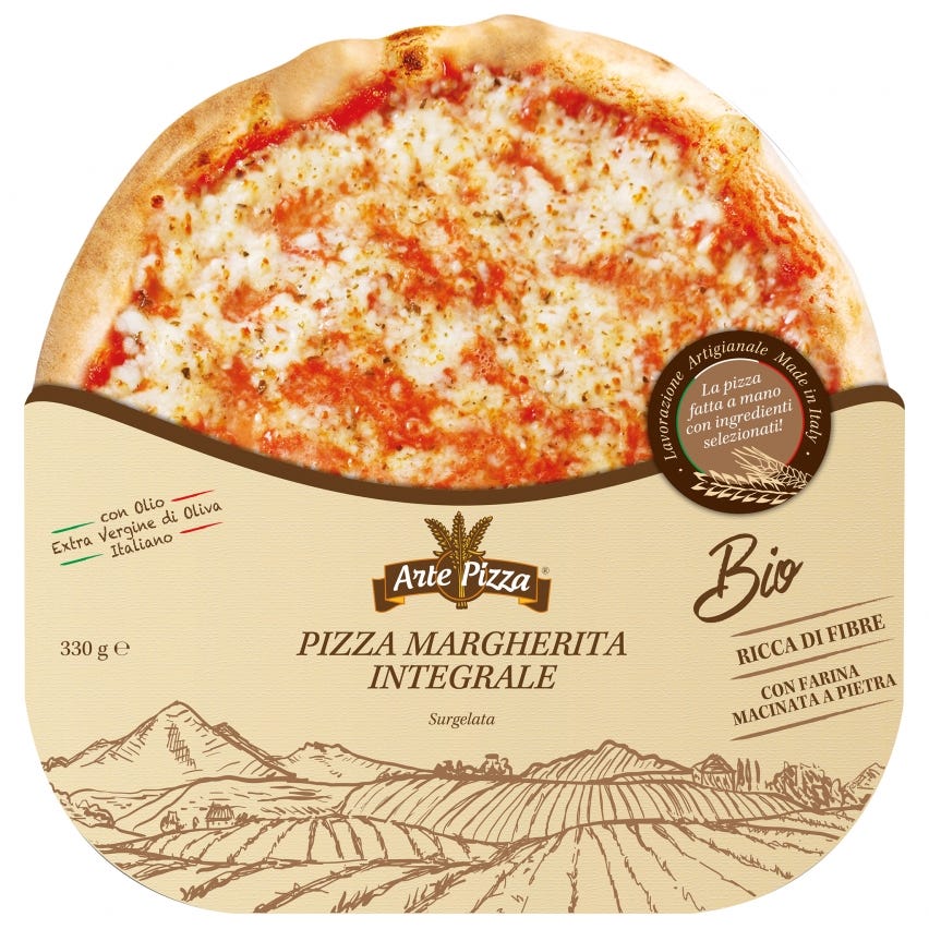 Pizza Margherita di frumento integrale surgelata
