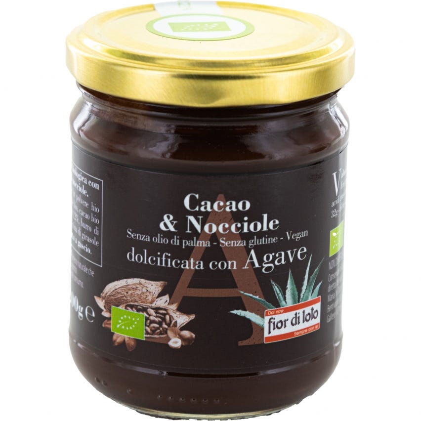 Crema spalmabile nocciole e cacao con agave
