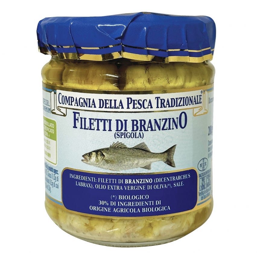 Filetti di branzino in olio extra vergine di oliva