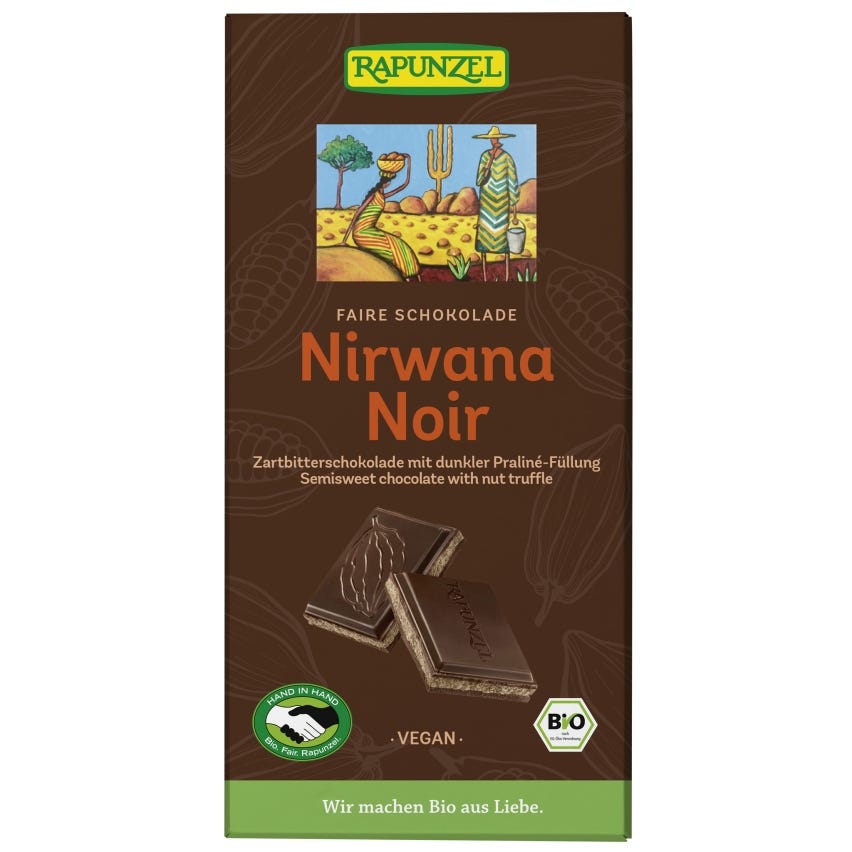 Cioccolato fondente Nirwana Noir con ripieno di crema di nocciole