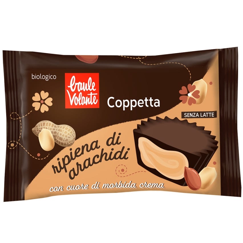 Coppetta di cioccolato fondente ripiena di crema di arachidi